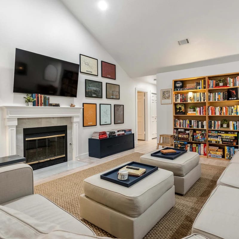 Vaulted Ceilings Home with 2,000-Book Library